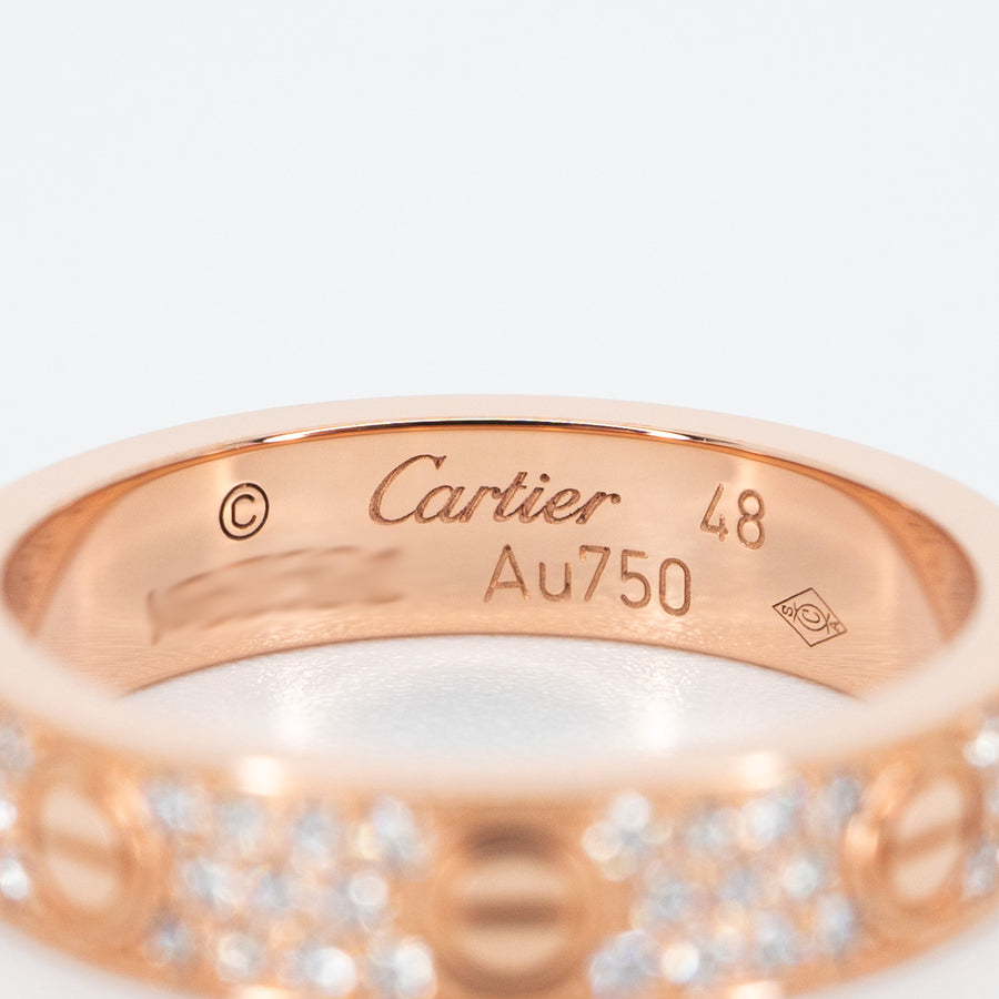 แหวน Cartier Love Band with Pave Diamonds #T2 18K Rose Gold Size 48# (Used) #vrcarim 5764