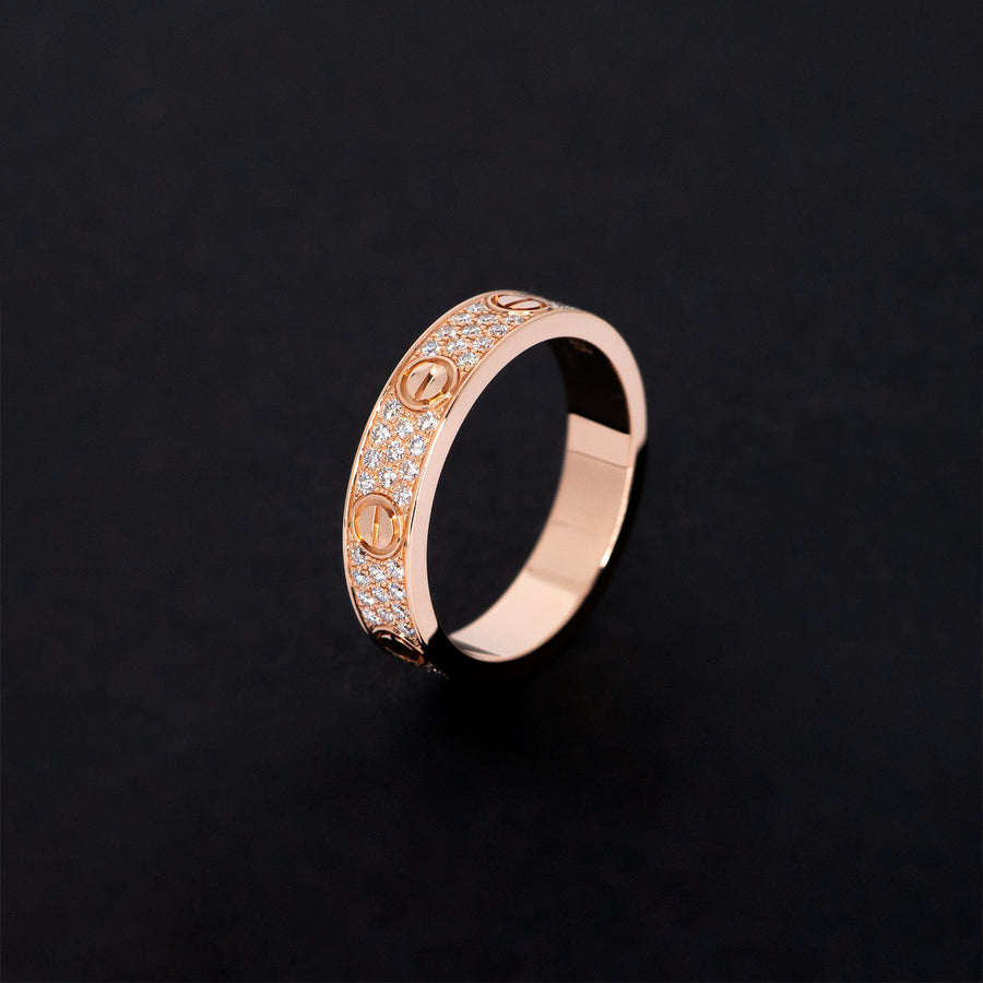 แหวน Cartier Love Band with Pave Diamonds 18K Rose Gold Size 51# (Used) #vrcarimt 7355