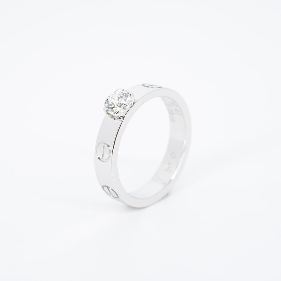 **hold k. Torsakoon **แหวน Cartier Love Solitaire Ring 0.28ct E IF #T3 18K White Gold Size 47# (Used) #vrca 0593