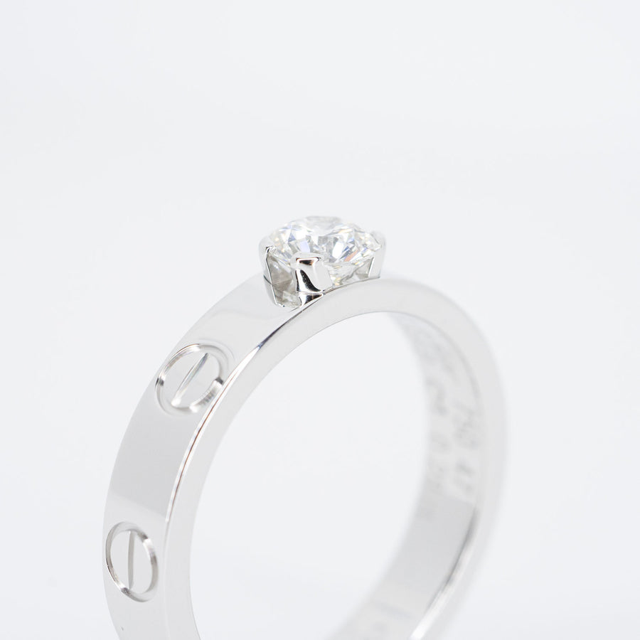 **hold k. Torsakoon **แหวน Cartier Love Solitaire Ring 0.28ct E IF #T3 18K White Gold Size 47# (Used) #vrca 0593