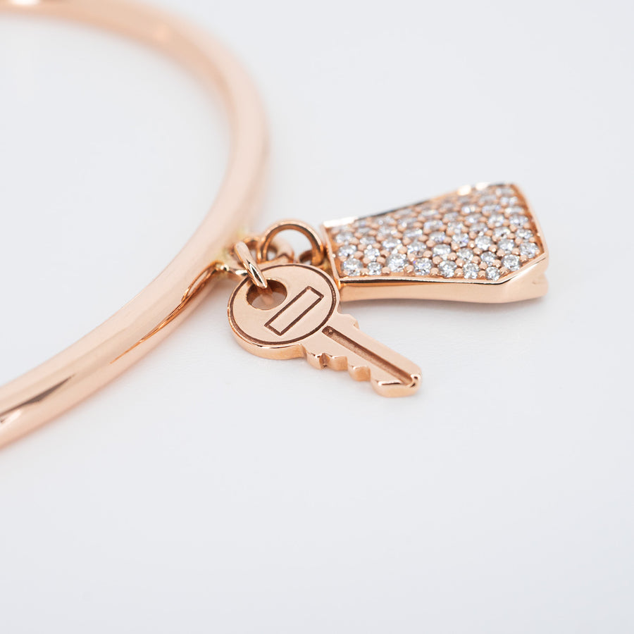 กำไล Hermes Lock and Key Kelly Clochette Cuff #T3 18K Rose Gold Size XS# (Used) #vrhe 0608