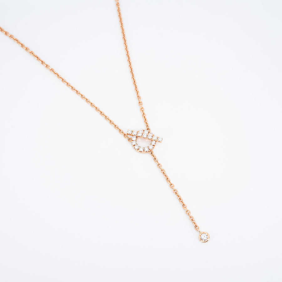 สร้อยและจี้ Hermes Finesse Lariat necklace #T3 18K Rose Gold Size 16.5-17.5"# (Used) #vrhe 0599