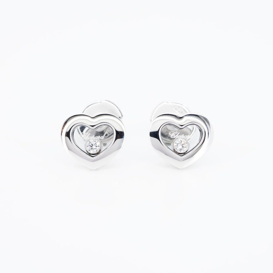 ต่างหู Chopard Happy Diamond Heart earring with diamond #T3 18K White Gold (Used) #vrcho 0610