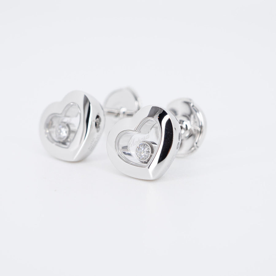 ต่างหู Chopard Happy Diamond Heart earring with diamond #T3 18K White Gold (Used) #vrcho 0610