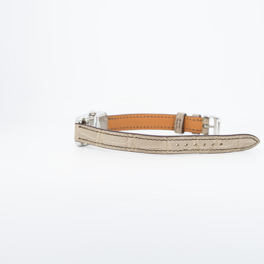 นาฬิกา Hermes Nantucket Jeté de Diamants watch, Alligator leather, Diamonds Stainless Steel Size&nbsp;17mm.# (Used) #vrhe 1066