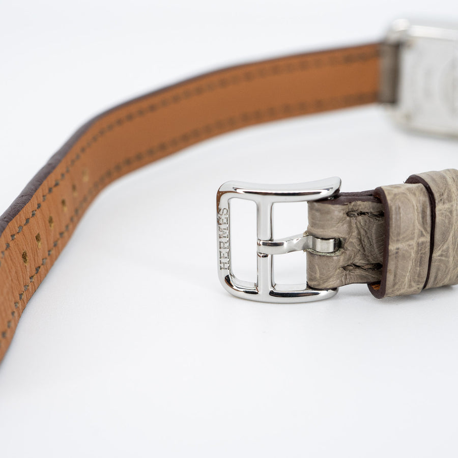 นาฬิกา Hermes Nantucket Jeté de Diamants watch, Alligator leather, Diamonds Stainless Steel Size&nbsp;17mm.# (Used) #vrhe 1066