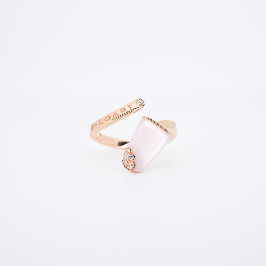 แหวน Bvlgari Bvlgari Gelati Ring, Pink Opal and Diamonds 18K Rose Gold Size 54# (Used) #vrbvrimt 7467