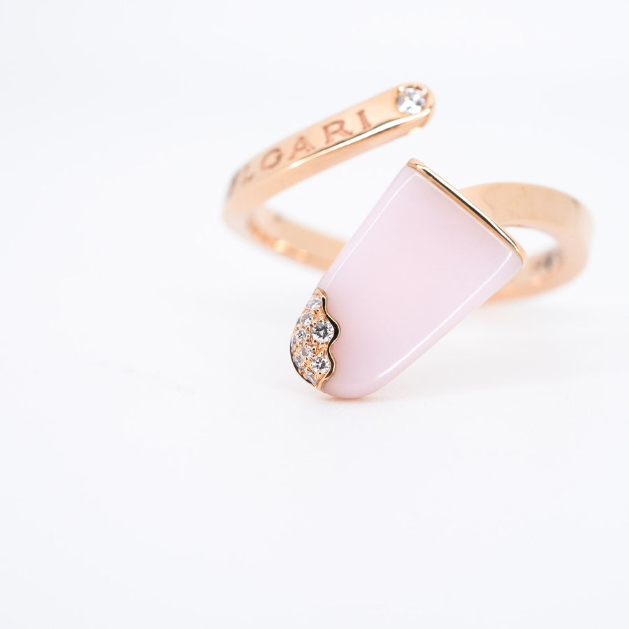 แหวน Bvlgari Gelati Ring, Pink Opal and Diamonds #TU 18K Rose Gold Size 54# (Used) #vrbvr 5909 #gemstone