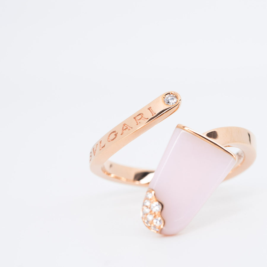 แหวน Bvlgari Gelati Ring, Pink Opal and Diamonds #TU 18K Rose Gold Size 54# (Used) #vrbvr 5909 #gemstone