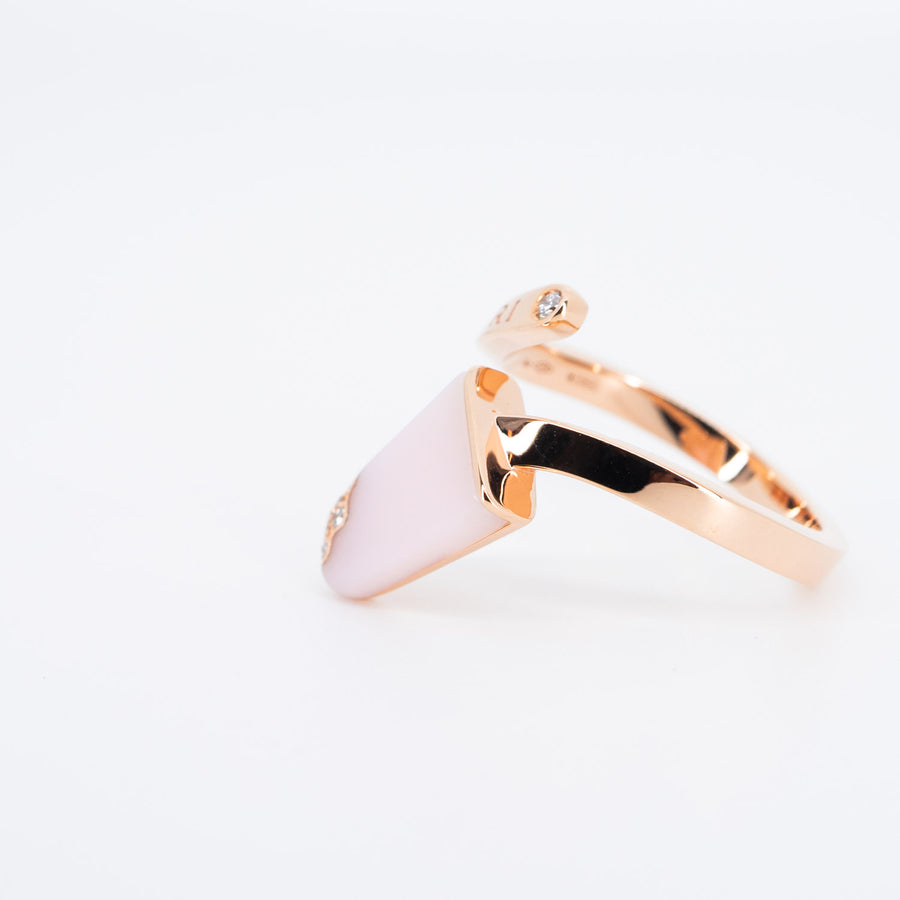 แหวน Bvlgari Gelati Ring, Pink Opal and Diamonds #TU 18K Rose Gold Size 54# (Used) #vrbvr 5909 #gemstone