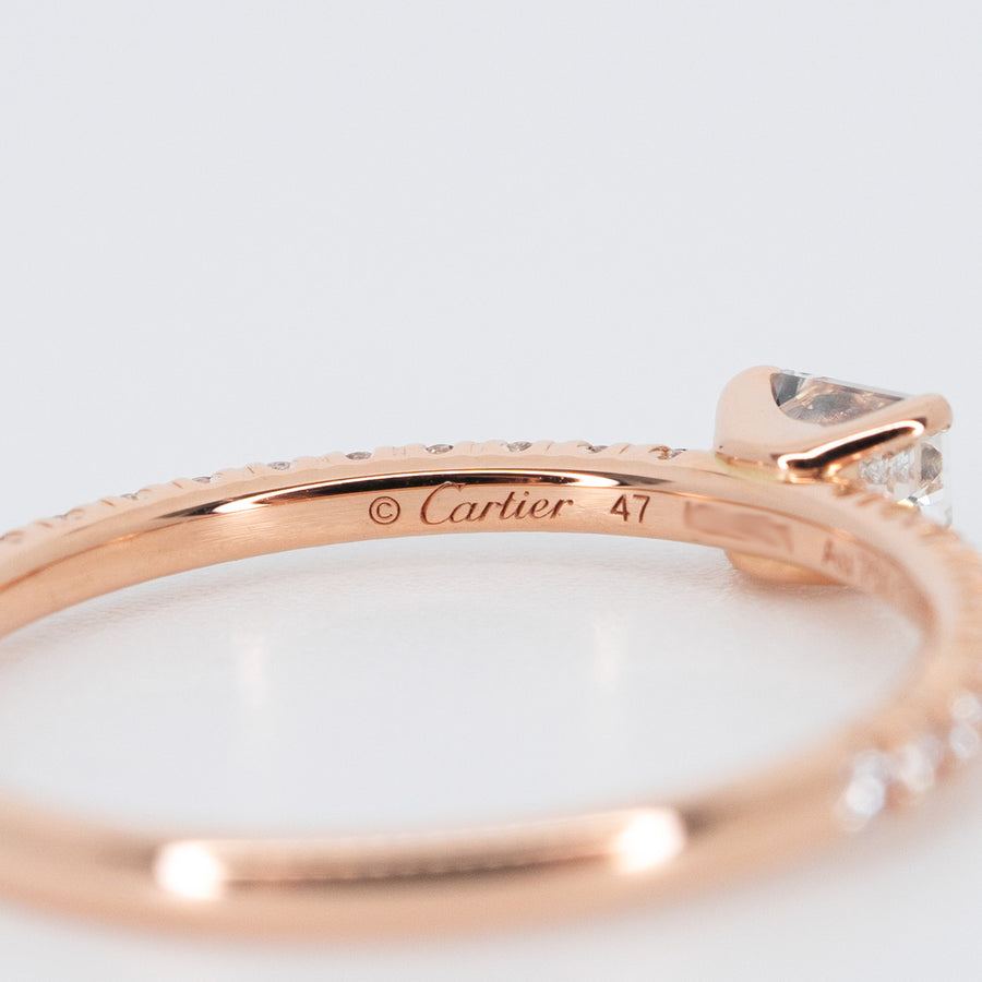 แหวน Cartier Etincelle de Cartier Solitaire Ring set with an Emerald-cut 0.16ct diamond #T2 18K Rose Gold Size 47# (Used) #vrcarim 5886