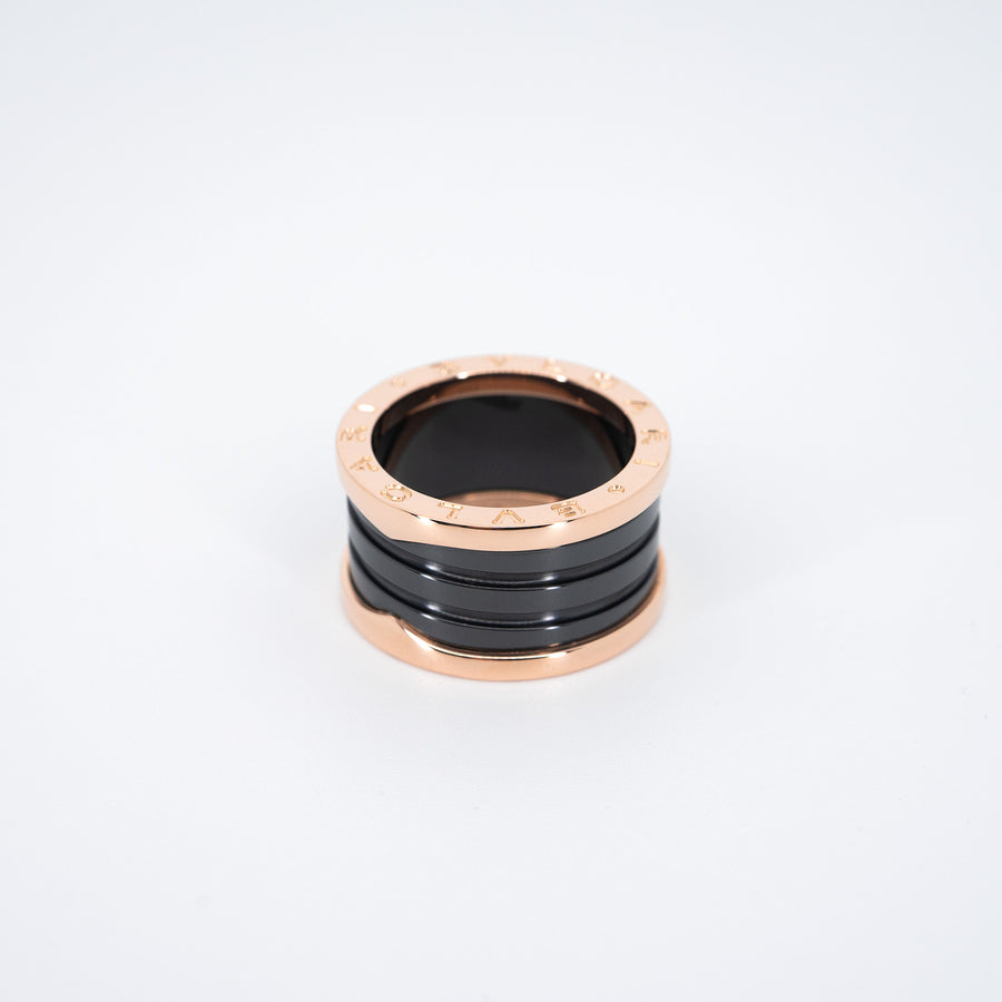 แหวน Bvlgari B.zero1 4band Black Ceramic Ring #T4 18K Rose Gold Size 54# (Used) #vrbvrim 5883