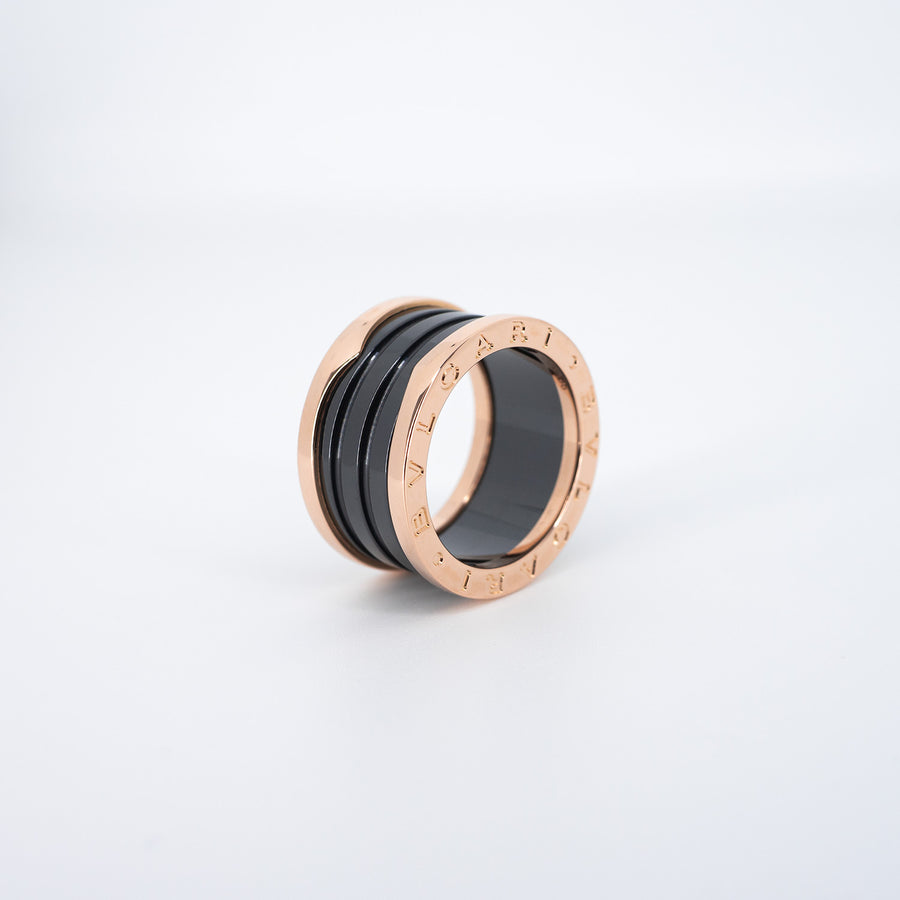 แหวน Bvlgari B.zero1 4band Black Ceramic Ring #T4 18K Rose Gold Size 54# (Used) #vrbvrim 5883