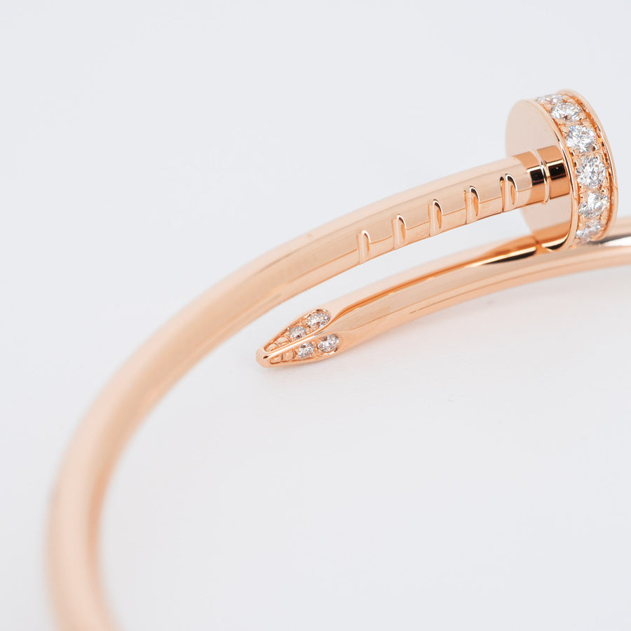 กำไล Cartier Juste Un Clou Bracelet SM with Diamonds #T3 18K Rose Gold Size 15# (Used) #vrcan 5944
