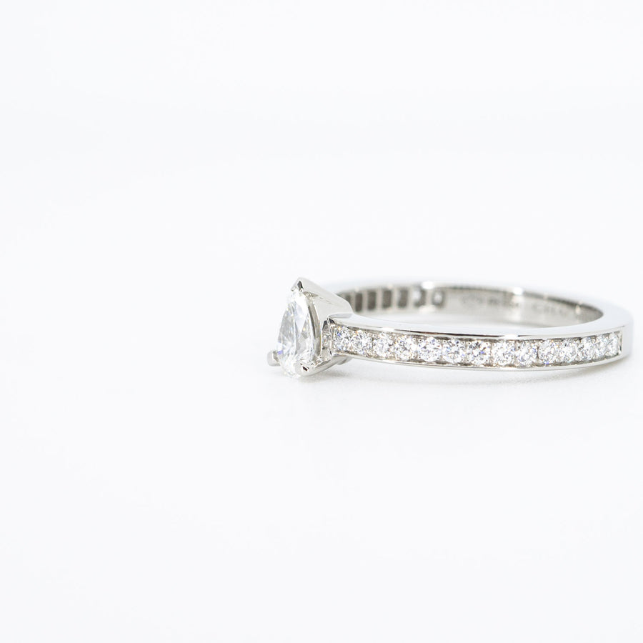 แหวน Chaumet Triomphe de Chaumet ring, set with a pear-shaped diamond and paved with brilliant-cut diamonds #T2 Platinum950 Size 48# (Used) #vrcmrim 5896