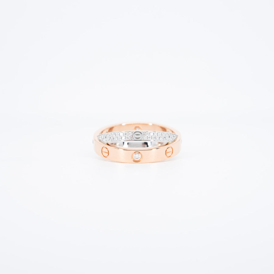 แหวน Cartier Love Double Band ,Diamond-Paved #T2 18K Rose Gold + 18K White Gold Size 53# (Used) #vrcarim 5882