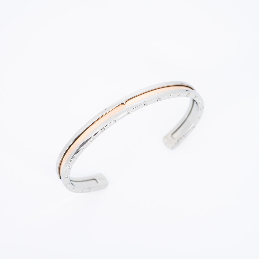 กำไล Bvlgari B.zero1 Cuff Bracelet in Stainless steel and Rose Gold #T4 18K Rose Gold Size S# (Used) #vrbv 0633