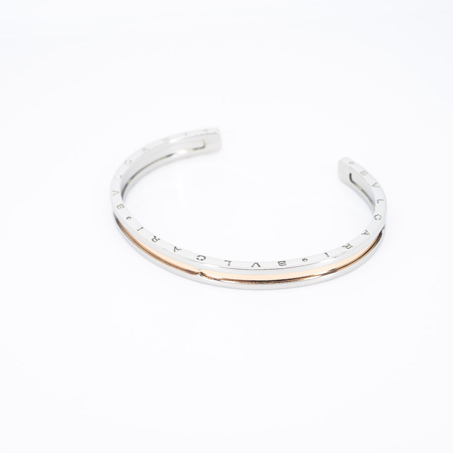 กำไล Bvlgari B.zero1 Cuff Bracelet in Stainless steel and Rose Gold #T4 18K Rose Gold Size SM# (Used) #vrbv 0637