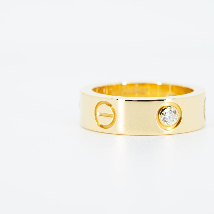 แหวน Cartier Love 3Diamonds Ring #T3 18K Yellow Gold Size 49# (Used) #vrcarim 5971