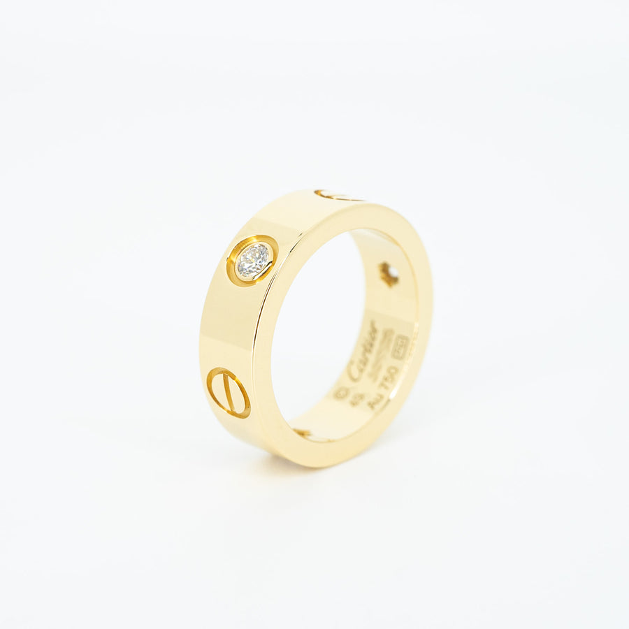 แหวน Cartier Love 3Diamonds Ring #T3 18K Yellow Gold Size 49# (Used) #vrcarim 5971
