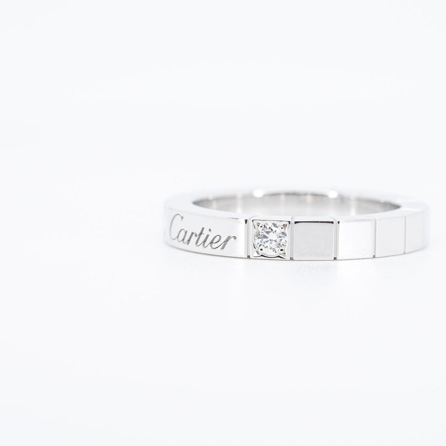 แหวน Cartier Lanieres 2Diamonds Ring #T3 18K White Gold Size 51# (Used) #vrcarim 5965