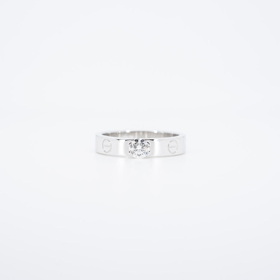 แหวน Cartier Love Solitaire Ring 0.23ct E VV2 #T3 18K White Gold Size 50# (Used) #vrcarim 5972