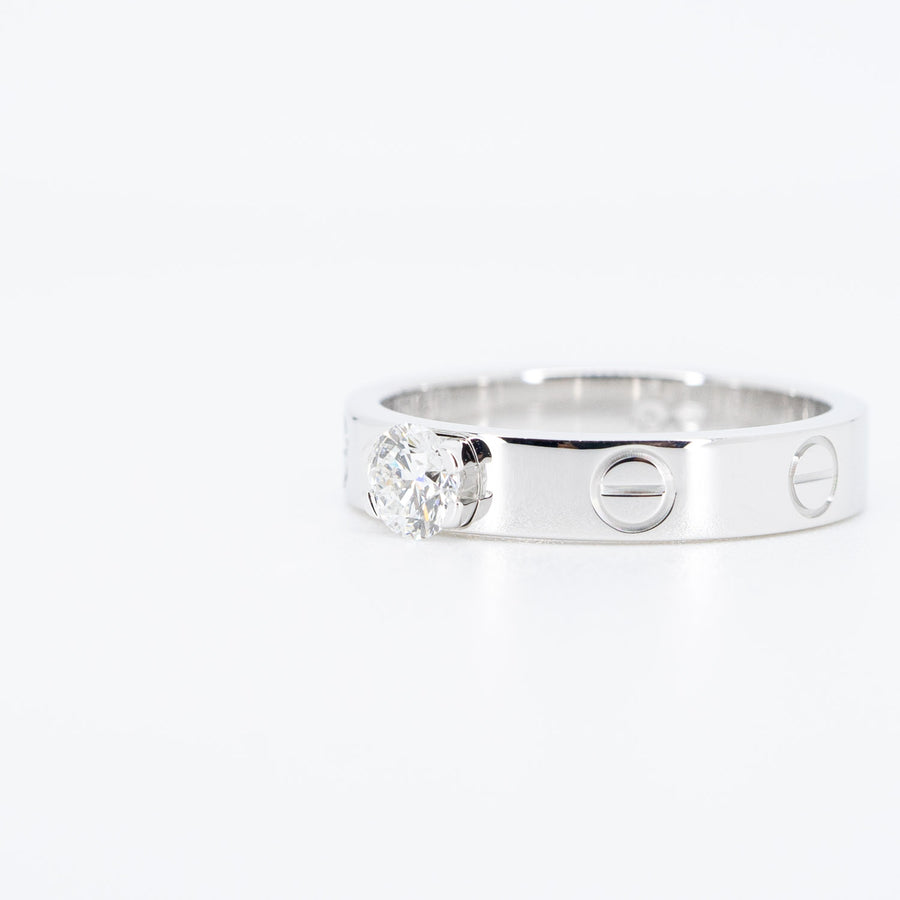 แหวน Cartier Love Solitaire Ring 0.23ct E VV2 #T3 18K White Gold Size 50# (Used) #vrcarim 5972