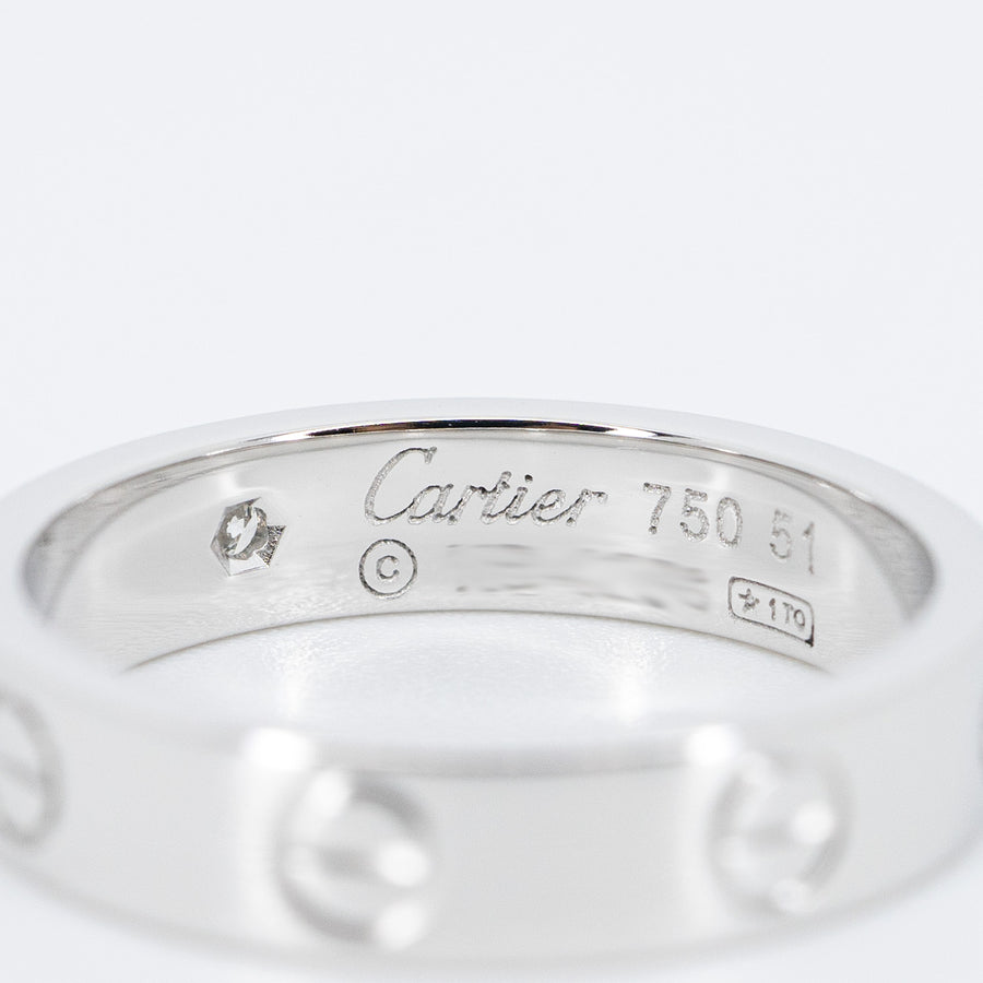 แหวน Cartier Love band 1Diamond #T3 18K White Gold Size 51# (Used) #vrcarim 5982