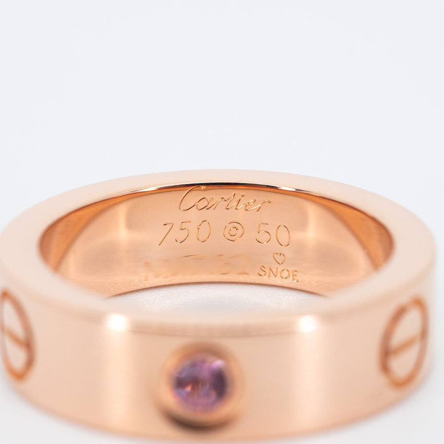 แหวน Cartier Love Pink Sapphire Ring #T3 18K Rose Gold Size 50# (Used) #vrcarim 5967 #gemstone