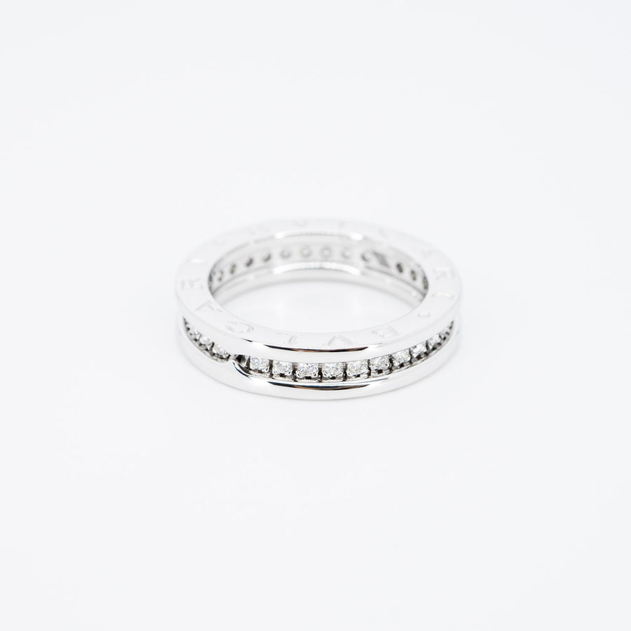 แหวน Bvlgari B.zero1 1band with Pave Diamond Eternity ring #T3 18K White Gold Size 52# (Used) #vrbvrim 5992