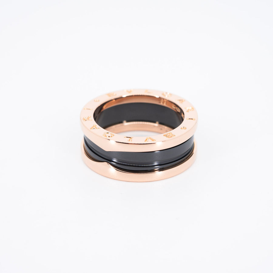 แหวน Bvlgari B.zero1 2band Black Ceramic Ring #T4 18K Rose Gold Size 53# (Used) #vrbvrimt 5998