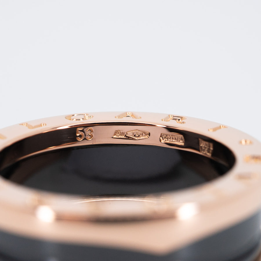แหวน Bvlgari B.zero1 2band Black Ceramic Ring #T4 18K Rose Gold Size 53# (Used) #vrbvrimt 5998