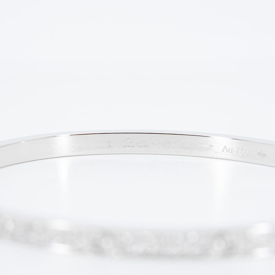 กำไล Cartier Love Bracelet SM with Pave Diamonds #T2 18K White Gold Size 17# (Used) #vrca 0646