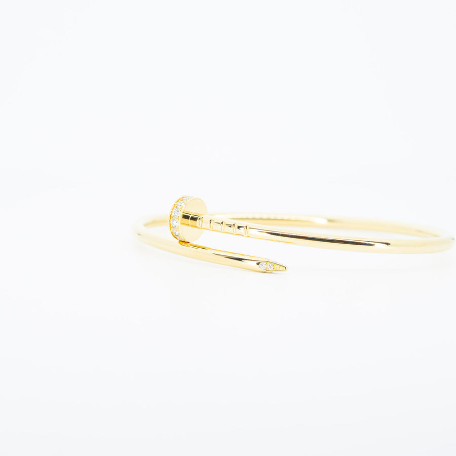 กำไล Cartier Juste Un Clou Bracelet SM with Diamonds #T3 18K Yellow Gold Size 15# (Used) #vrcan 6036