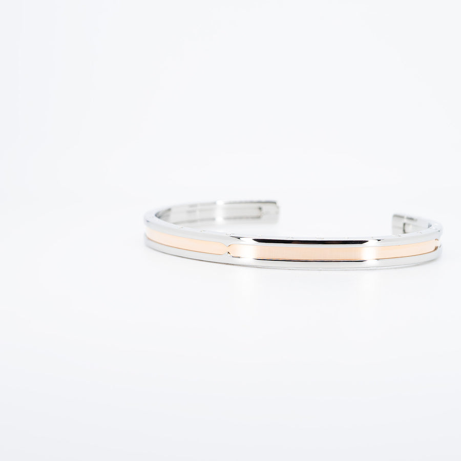 กำไล Bvlgari B.zero1 Cuff Bracelet in Stainless steel and Rose Gold #T4 Size M# (Used) #vrbvb 6016