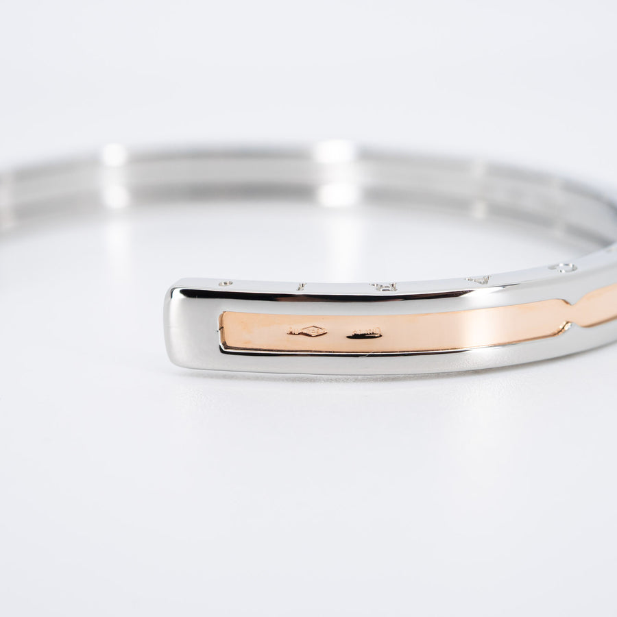 กำไล Bvlgari B.zero1 Cuff Bracelet in Stainless steel and Rose Gold #T4 Size M# (Used) #vrbvb 6016