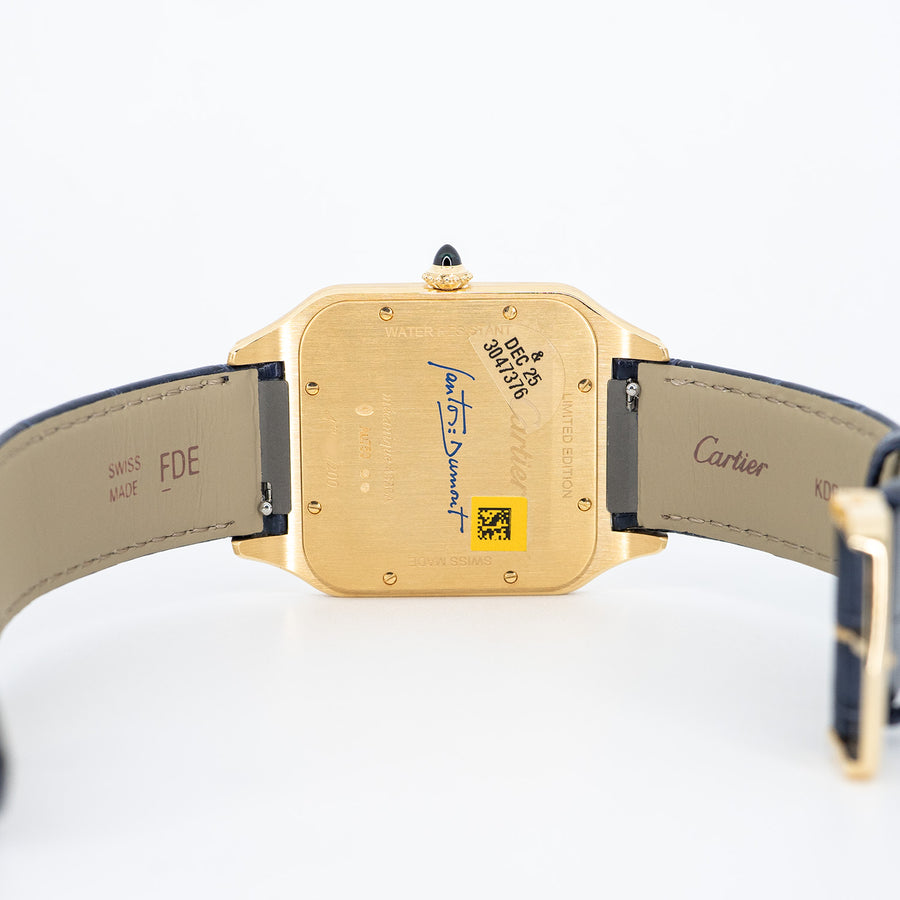 นาฬิกา Cartier Santos-Dumont Watch, limited edition of 200 individually numbered timepieces, Manufacture mechanical movement with manual winding 430 MC 18K Yellow Gold Size XL# (Used) #vrca 0666