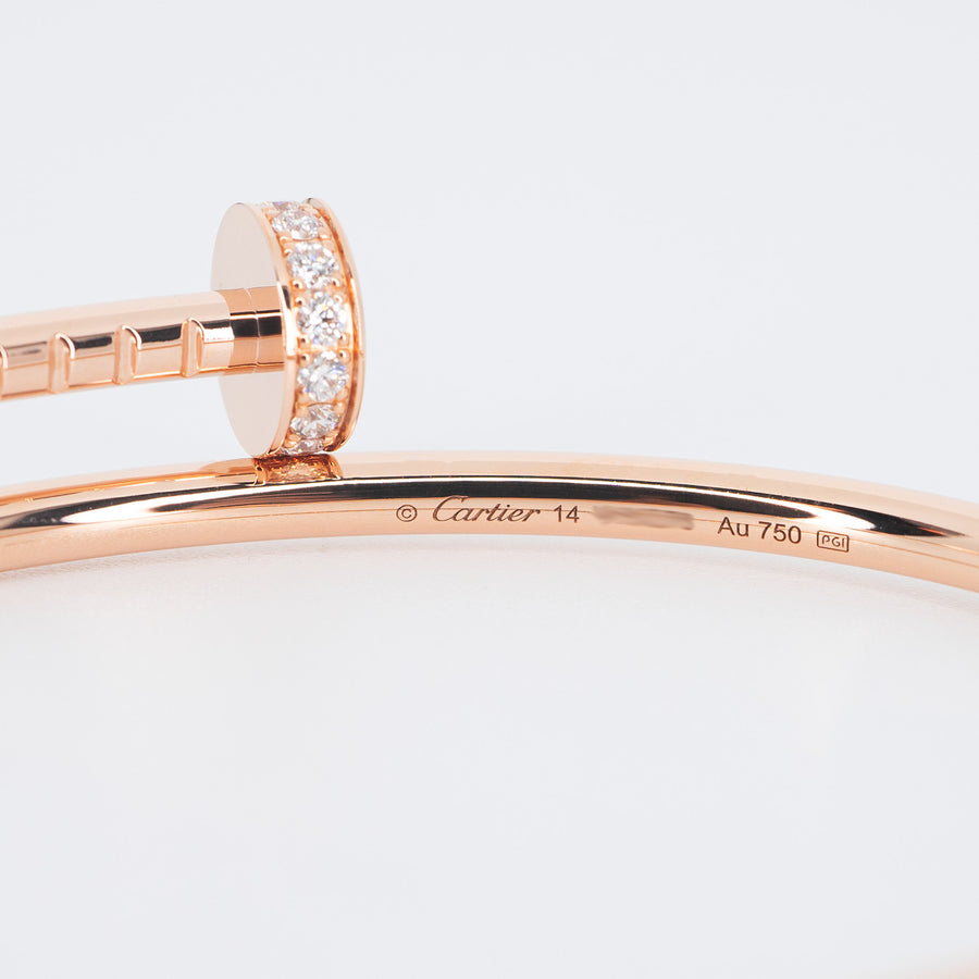 กำไล Cartier Juste Un Clou Bracelet SM with Diamonds #T3 18K Rose Gold Size 14# (Used) #vrcan 6111