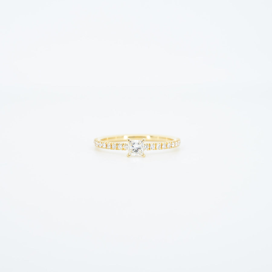 แหวน Cartier Etincelle De Cartier Solitaire ring 0.16ct with a Princess-Cut Diamond #T3 18K Yellow Gold Size 48# (Used) #vrcarim 6064