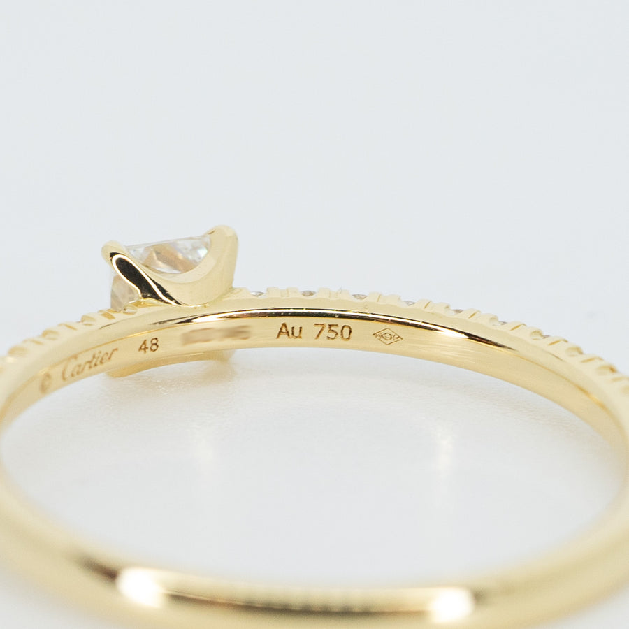 แหวน Cartier Etincelle De Cartier Solitaire ring 0.16ct with a Princess-Cut Diamond #T3 18K Yellow Gold Size 48# (Used) #vrcarim 6064