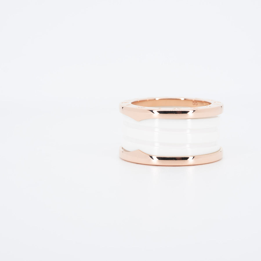 แหวน Bvlgari B.zero1 4band White Ceramic Ring #T4 18K Rose Gold Size 55# (Used) #vrbvrim 6070