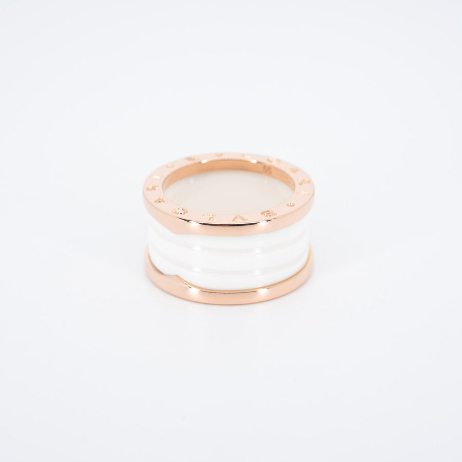 แหวน Bvlgari B.zero1 4band White Ceramic Ring #T4 18K Rose Gold Size 55# (Used) #vrbvrim 6070