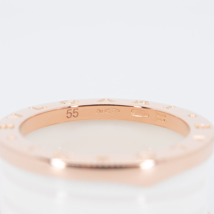 แหวน Bvlgari B.zero1 4band White Ceramic Ring #T4 18K Rose Gold Size 55# (Used) #vrbvrim 6070