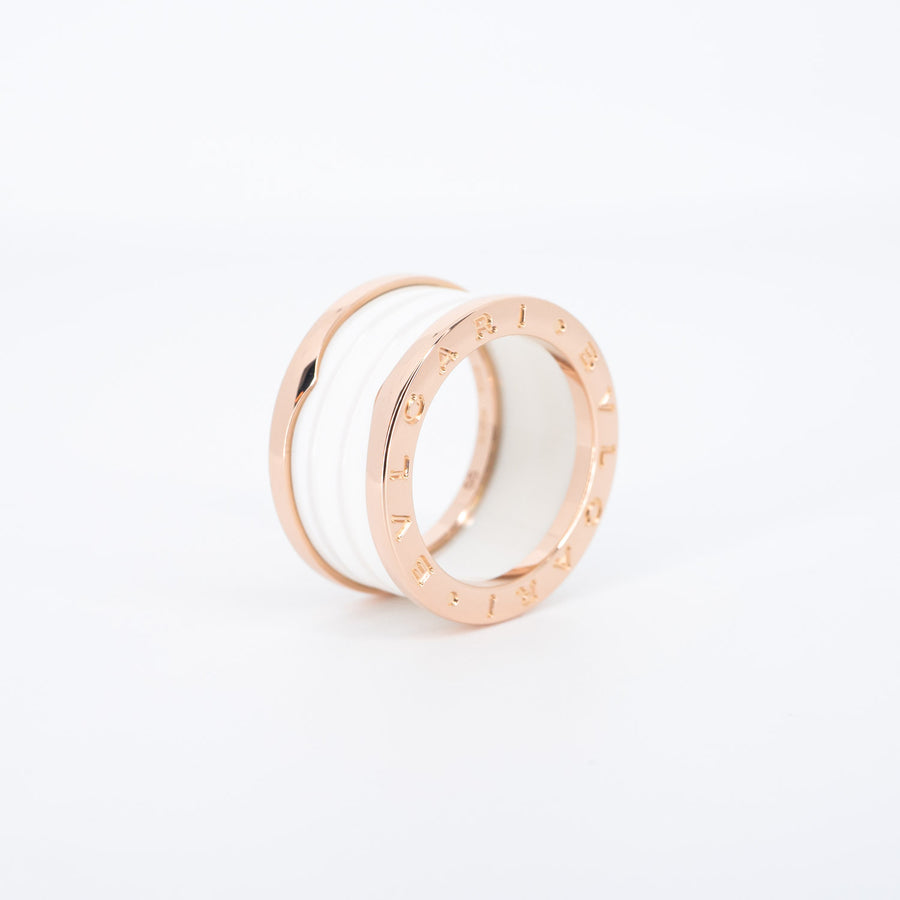 แหวน Bvlgari B.zero1 4band White Ceramic Ring #T4 18K Rose Gold Size 55# (Used) #vrbvrim 6070