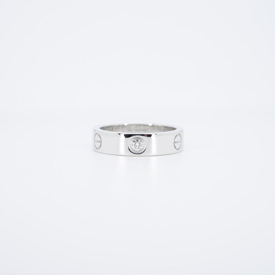 แหวน Cartier Love 3Diamonds Ring #T3 18K White Gold Size 60# (Used) #vrcar 6120