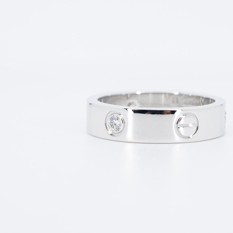 แหวน Cartier Love 3Diamonds Ring #T3 18K White Gold Size 60# (Used) #vrcar 6120