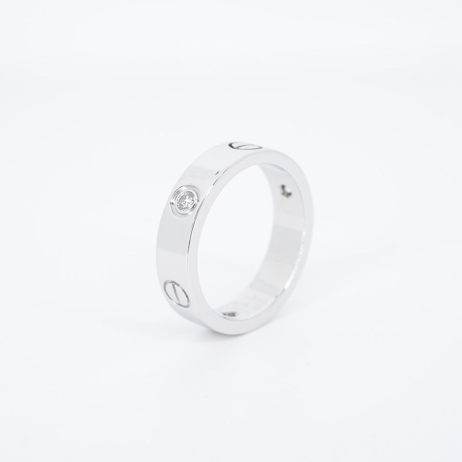 แหวน Cartier Love 3Diamonds Ring #T3 18K White Gold Size 60# (Used) #vrcar 6120