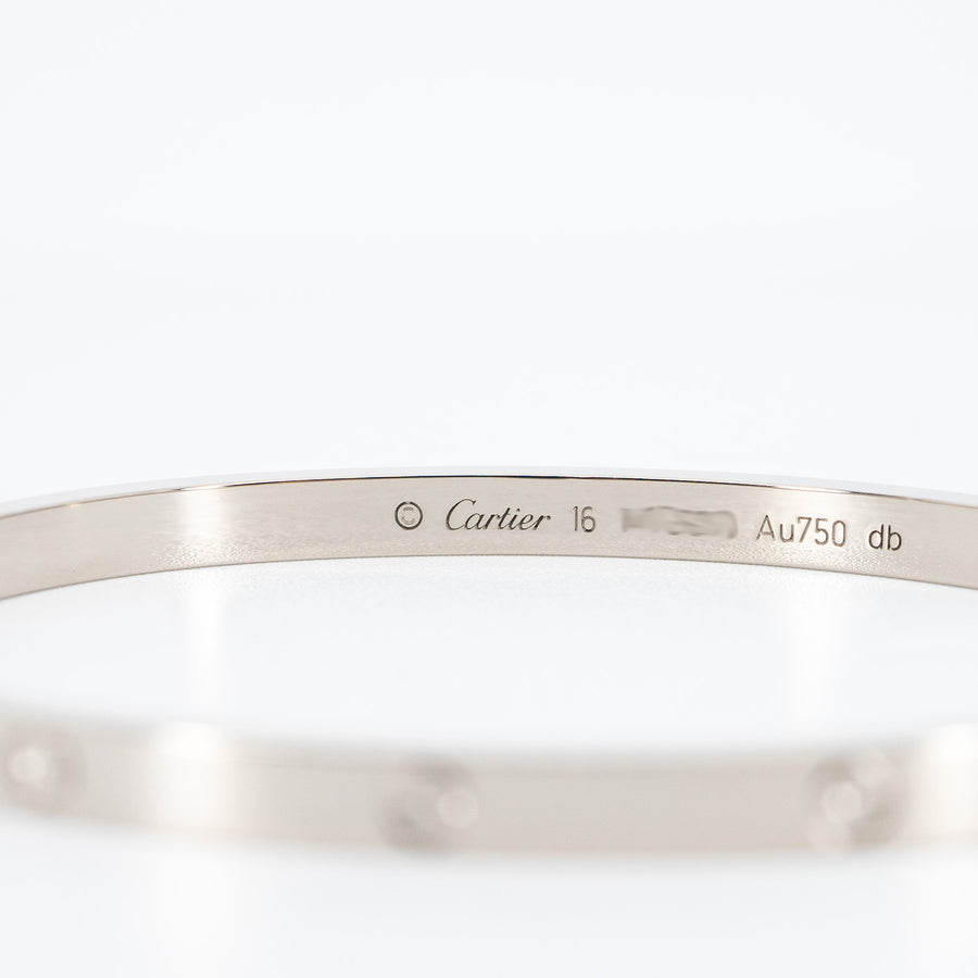 กำไล Cartier Love Bracelet SM #T4 18K White Gold Size 16# (Used) #vrcab 6122