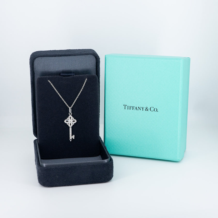 สร้อยและจี้ Tiffany & Co. Tiffany Victoria Key (with Pendant) #T3 18K White Gold Size 45.5cm.# (Used) #vrtinlimt 6181