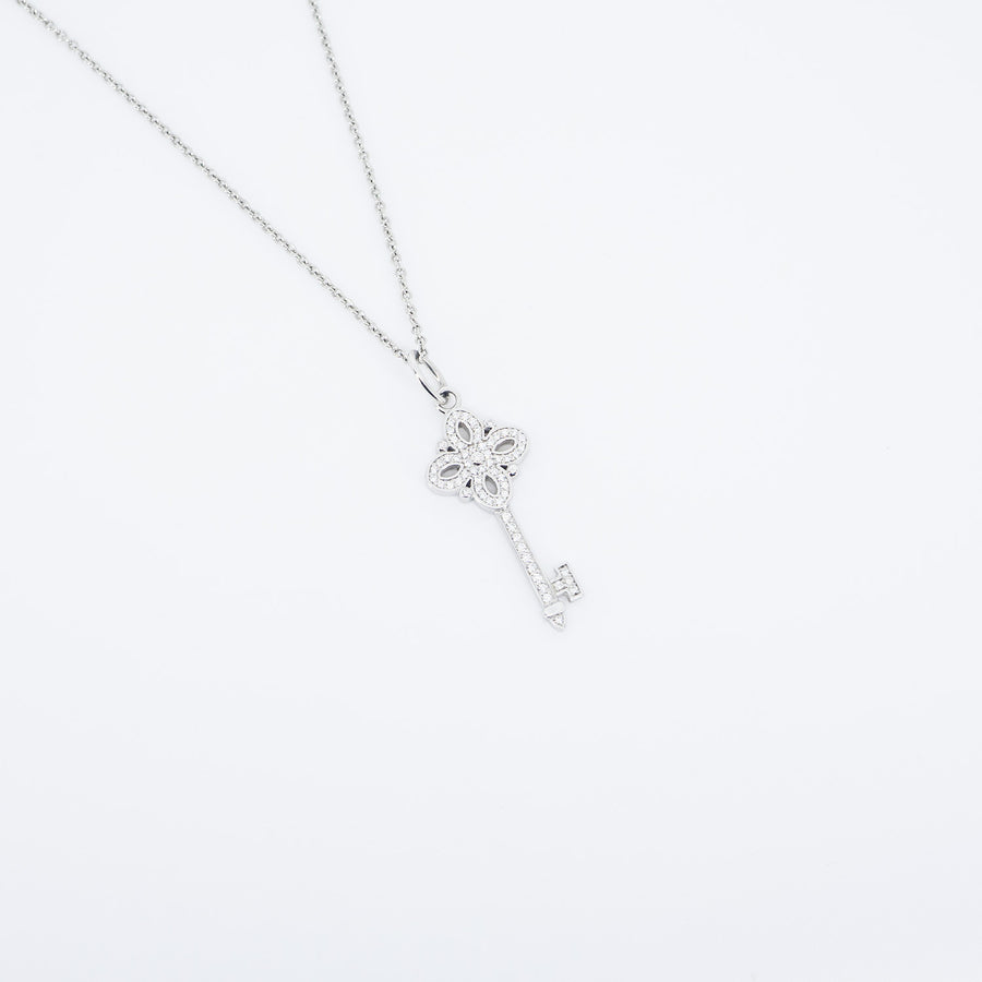 สร้อยและจี้ Tiffany & Co. Tiffany Victoria Key (with Pendant) #T3 18K White Gold Size 45.5cm.# (Used) #vrtinlimt 6181